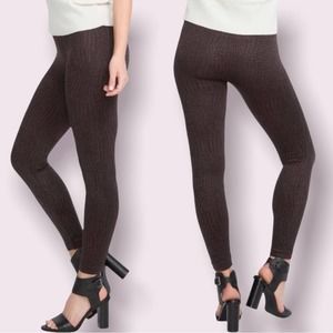 SPANX Leggings Size 1X Seamless Brown Croc Print Pull-on Ankle Length Shapewear